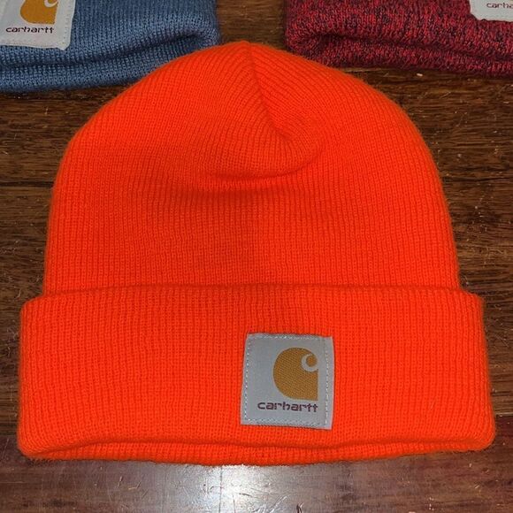 Lot 3 (Orange, Red, Gray) NEW Carhartt Ski Snowboard Work Winter Beanie Cap Hat - Picture 2 of 5